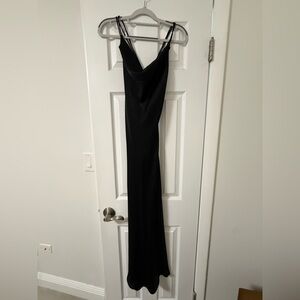 Zara Black Strappy Cowl Maxi Dress